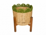 Bespoke Round Scalloped Paper Rope Planter with KD Wood Legs